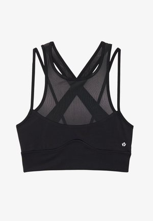 Even&Odd active MEDIUM SUPPORT SPORTS BRA WITH MESH FRONT AND CROSS BACK - Sujetadores deportivos con sujeción media - black