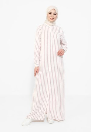 STRIPE UNLINED BUTTON COLLAR ABAYA - Maxi dress - red