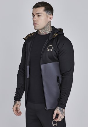 HOODIE - Majica s kapuljačom i patentnim zatvaračem - black/grey