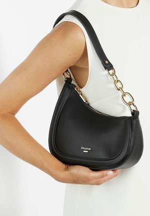 Dune London, DUNE DIRECTION ASYMMETRIC CHAIN DETAIL SHOULDER BAG - Bolso de mano - black-plain leather