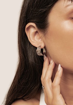 Hey Happiness, Multi Band Crystal Hoop - Earrings - silver-coloured