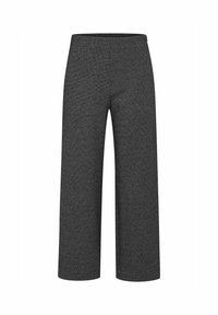 Weite Hosen in einem dunkelgrauen, strukturierten Gewebe, mit hoher Taille und einem ungeschmückten Design für eine saubere Silhouette.