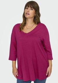 ONLY Carmakoma CARBONNIE LIFE 3/4 V NECK A SHAPE - Long sleeved top - sangria