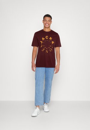 Jack & Jones JJWARRIOR TEE CREW NECK 5 PACK - Print T-shirt - bright white/navy/black