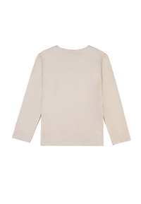 Langärmliges Shirt in hellem Beige, mit Rundhalsausschnitt, aus glattem Baumwollstoff und einem einfachen, minimalistischen Design ohne Muster.