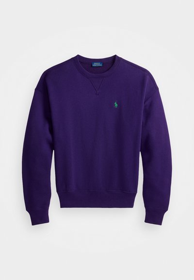 Lila Sweatshirt aus Baumwollmischung, mit einem Rundhalsausschnitt, gerippten Bündchen und Saum sowie einem kleinen grünen Logo auf der linken Brust.