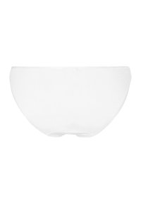Mutande bianche in cotone con una texture liscia, caratterizzate da un taglio classico e senza modelli o hardware visibili. Progettate per comfort e semplicità.