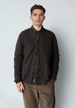 Cardigan - taupe brown melange