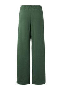 Pantalon large vert foncé à taille élastique, vu de dos sur fond blanc.