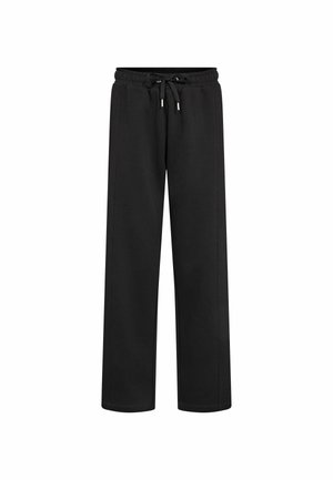 Zwarte sweatpants van zachte stof, met een elastische tailleband met trekkoord, zijzakken en een relaxte pasvorm.