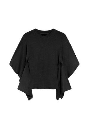 Bershka, SHORT-SLEEVED TOP WITH CAPE SLEEVES - T-shirt imprimé - black