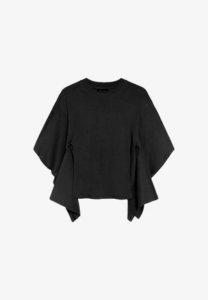 Bershka, SHORT-SLEEVED TOP WITH CAPE SLEEVES - T-shirt imprimé - black