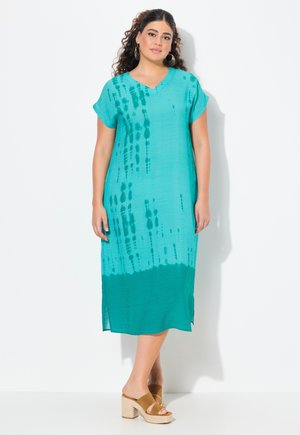 Ulla Popken DIP-DYE CAP SLEEVE - Jurk - petrol