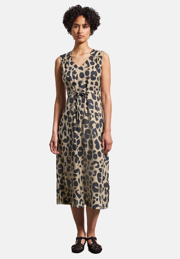 GEMUSTERTES MIDI - Freizeitkleid - beige
