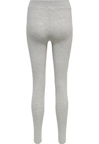 Grå leggings gjorda av ett mjukt, stretchigt tyg, med hög midja och en åtsittande design. Inga synliga mönster eller detaljer.
