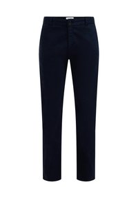 Námořnické chinos vyrobené z hladké bavlněné směsi. Standardní střih s zipem a zapínáním na knoflík. Přední a zadní kapsy, žádné viditelné vzory.