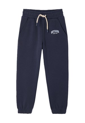 Marineblaue Jogginghose mit elastischem Bund, weißem Zugband, Seitentaschen, elastischen Bündchen und "OUTDOOR SPORT TEAM"-Logo am linken Oberschenkel.