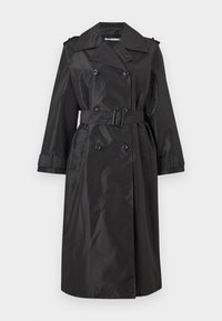 LONG BELTED RAIN WITH LAPEL - Trenčkot - black
