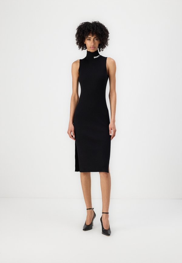 MOCK NECK MIDI DRESS WITH LOGO AT NECK - Jumper dress