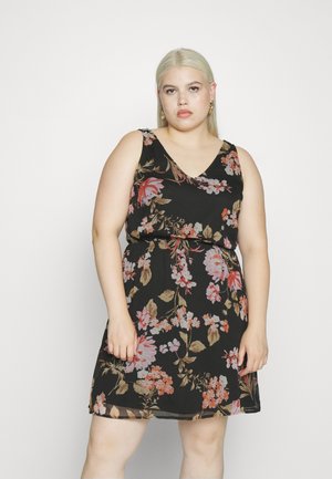 Vero Moda Curve VMWONDA SINGLET SHORT DRESS - Vestito casual - black/pink