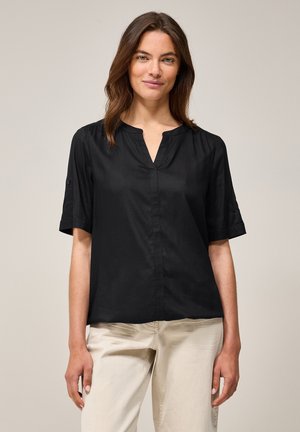 SPLIT NECK - Blouse - schwarz