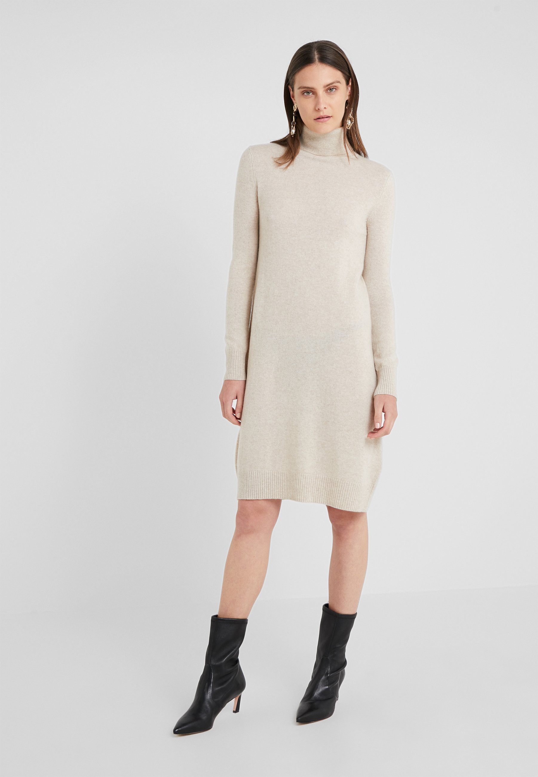 pure cashmere TURTLE NECK DRESS Gebreide jurk oatmeal pure cashmere TURTLENECK Trui oatmealBeige Zalando.nl