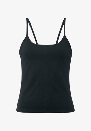 Zwarte katoen camisole met dunne verstelbare bandjes en een aansluitend ontwerp. Heeft een gladde textuur en eenvoudige naaddetails.
