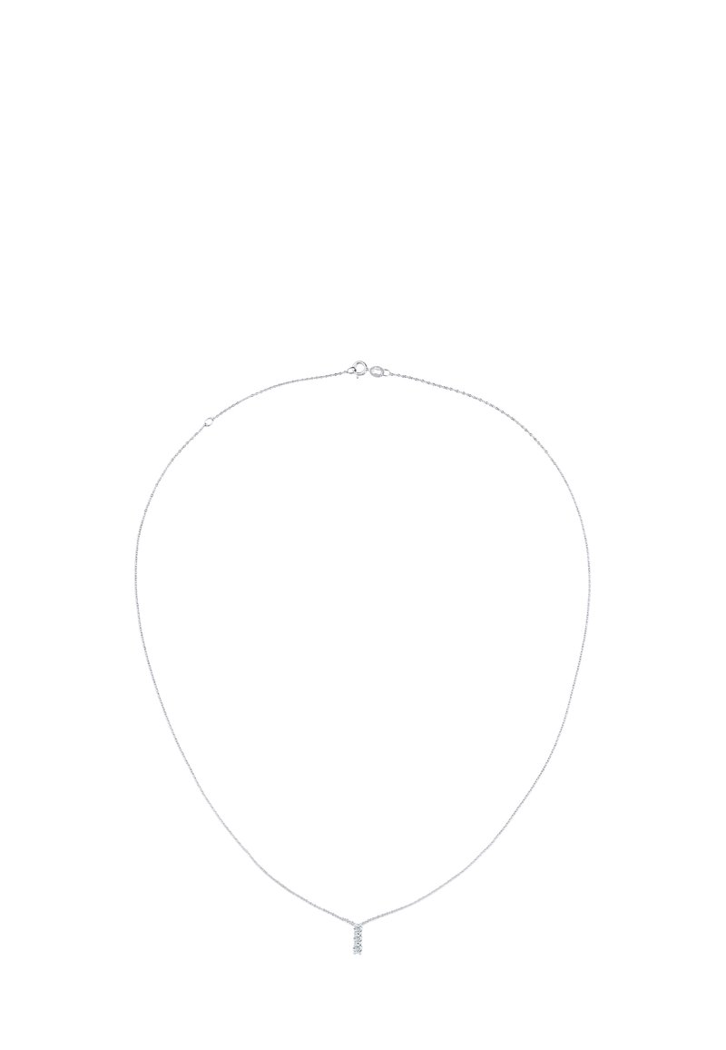 Collana in argento con un delicato pendente che presenta diversi piccoli accenti rotondi e scintillanti. Design leggero e minimalista.