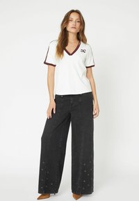Co'couture EDGECC STRIPE V-TEE - Printtipaita - offwhite/winered