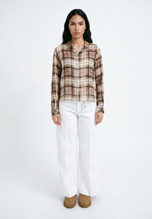 Smith&Soul, SMITH&SOUL KARIERTE LANGARMBLUSE CROPPED - Button-down blouse - sand
