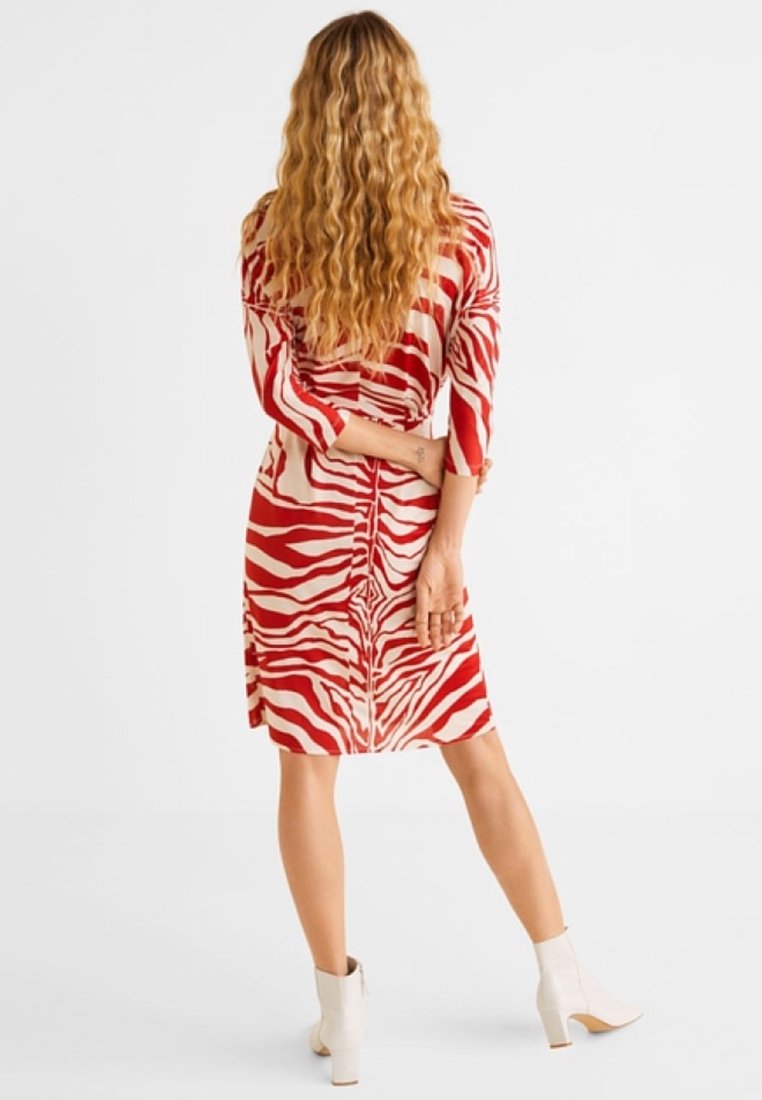 open lace back dress Red Zebra Print Women's Dress, Best Knee Length Fitted Designer Dress For  Women - Made in USA (US Size: XS-XL)