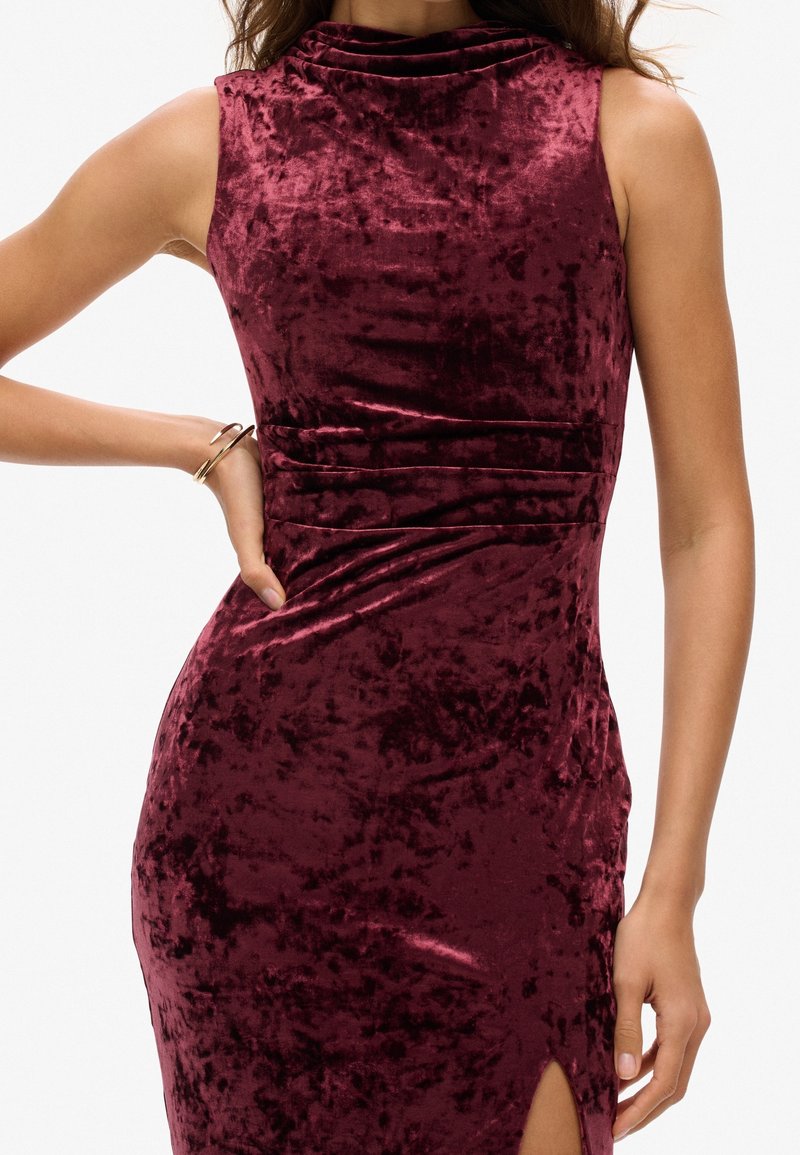 burgundy crushed velvet dress Crushed Velvet Empire Waist Dress main image 0