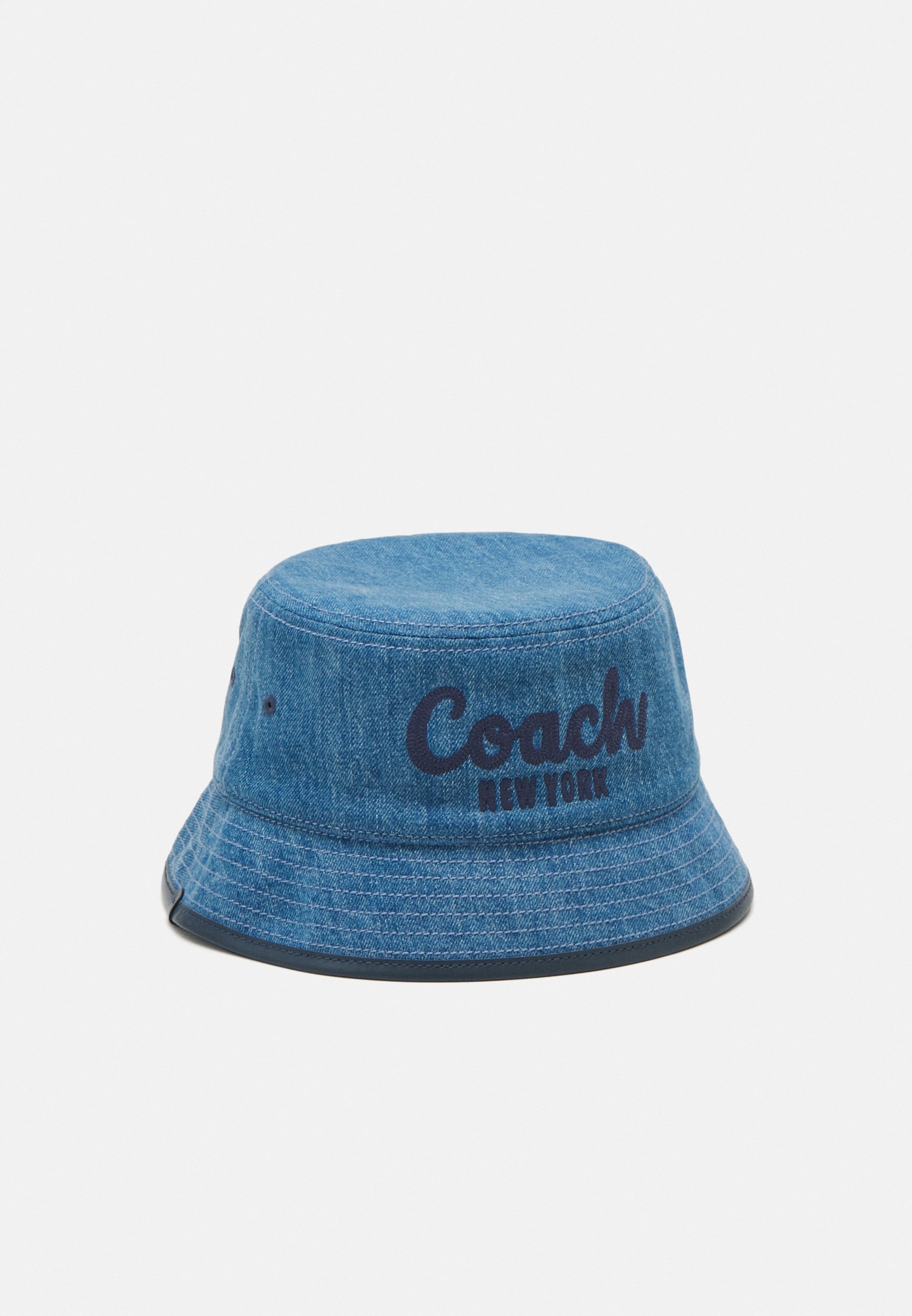 NWT COACH BUCKET HAT light blue cloth with dark blue leather trim small Coach Women main image 3