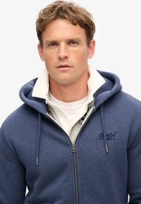 Superdry & Co ESSENTIAL LOGO HOOD TRACK  - Sudadera con cremallera - heritage navy marl