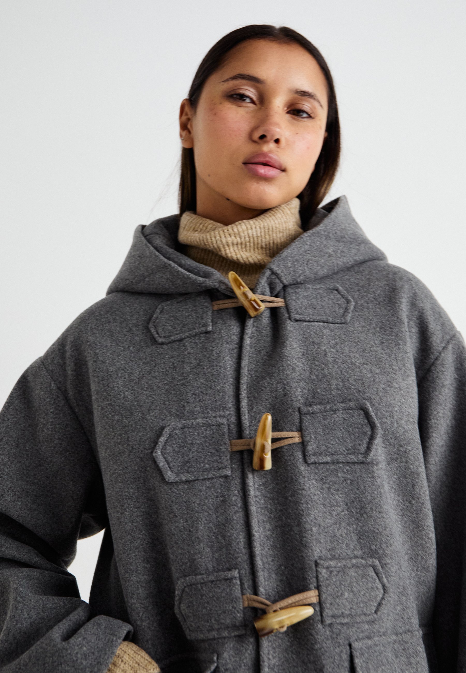 ONLY ONLBLAKE VILDA DUFFLE HOOD COAT - Short coat - medium grey