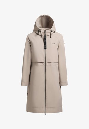 Beez värviga veekindel jakk, millel on kapuuts, ees lukk ja reguleeritavad tõmblukud. Lihtne kujundus koos rinnal oleva logoga ja küljetaskutega.