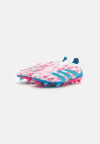 adidas Performance PREDATOR ELITE LACELESS FIRM GROUND - Futbolo bateliai skirti žaidimui ant kietos dangos - footwear white/solar blue/solar pink