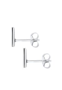 Silberfarbene Ohrstecker mit einem glatten Stangen-Design und runden Rückseiten, die ein elegantes, poliertes Finish aufweisen.