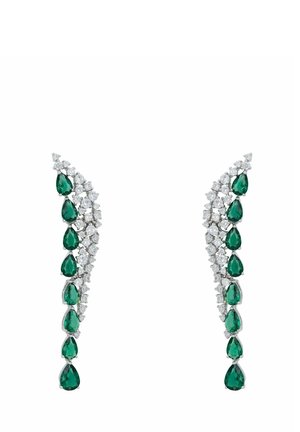BARONESS GEMSTONE DROP EMERALD - Earrings - silver