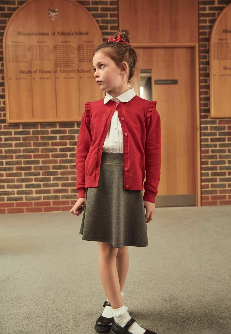 Next - COTTON RICH FRILL SHOULDER SCHOOL CARDIGAN - Gilet - red, Agrandir