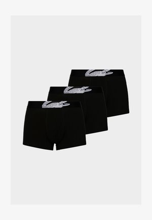 Boxers de algodón negro con una textura suave, con un logo de cocodrilo blanco en la banda elástica. Paquete de tres.