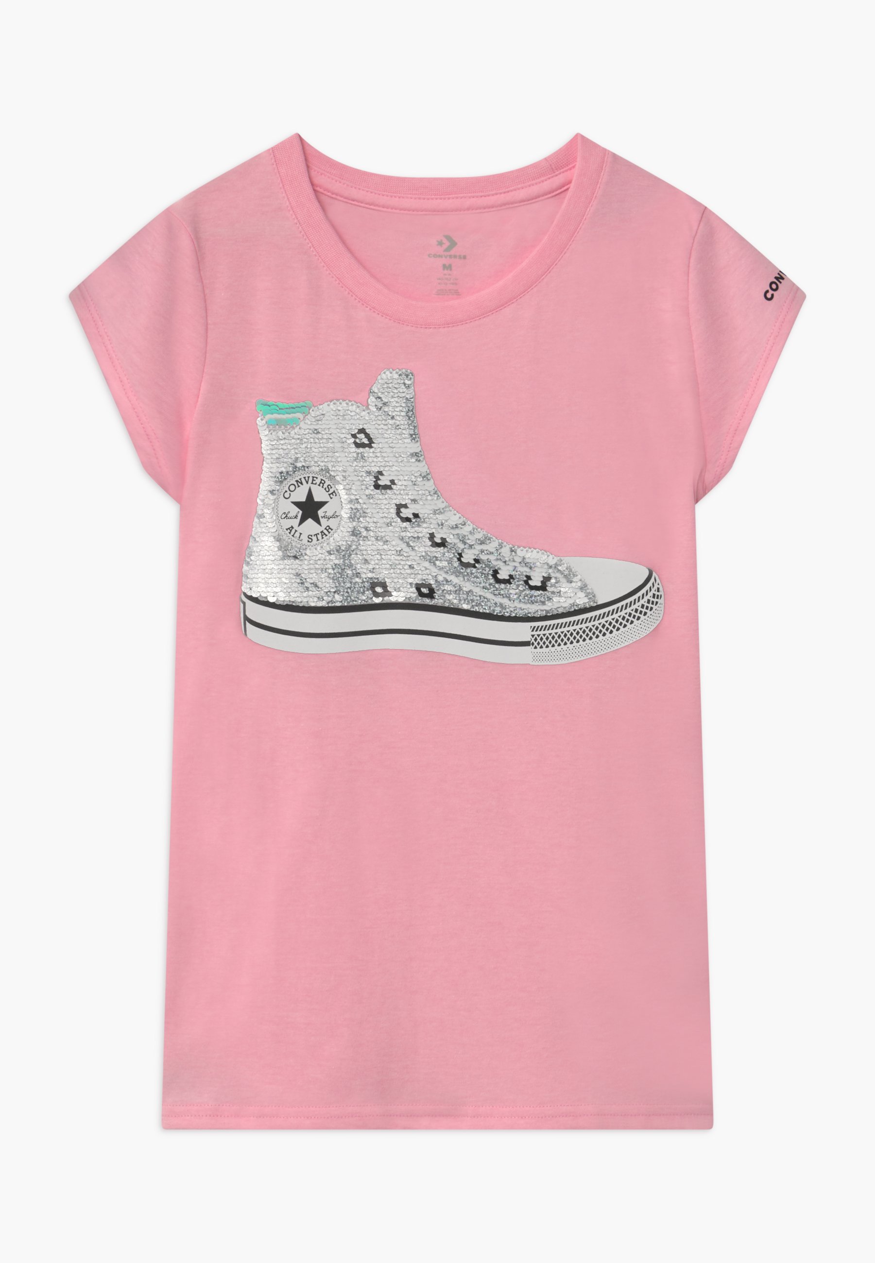 Converse FLIP SEQUIN CHUCK TEE T Shirt print pink glaze adidas Girls' Heather Sparkle Hoodie, Size: Small, Pink