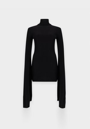 Norma Kamali, RIBBON SLEEVE TURTLENECK MINI DRESS - Коктейлна рокля/парти рокля - black