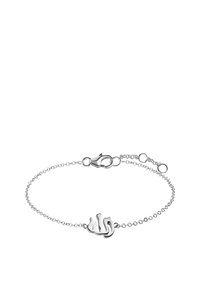 Silver chain bracelet featuring a stylized "Allah" pendant, with a lobster clasp and adjustable length for a secure fit.