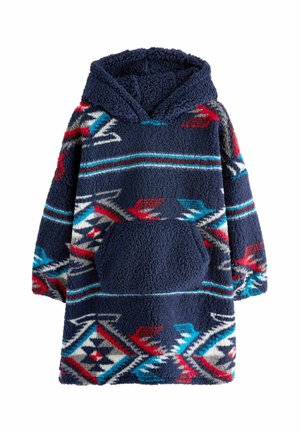 Morgonrock - navy blue aztec print