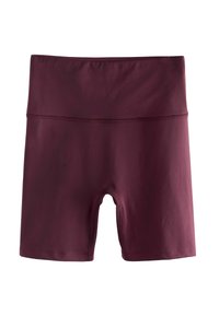 Bordo kratke hlače viskog struka izrađene od rastezljivog materijala. Imaju glatku teksturu, dužinu do sredine bedra i ojačane šavove duž rubova.