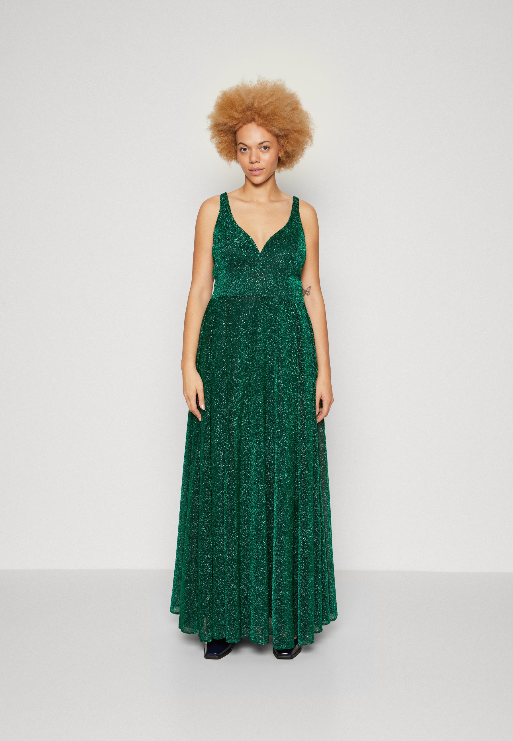 green emerald velvet dress Asymmetrical Olive Green Dress with Side Tail Xs main image 0