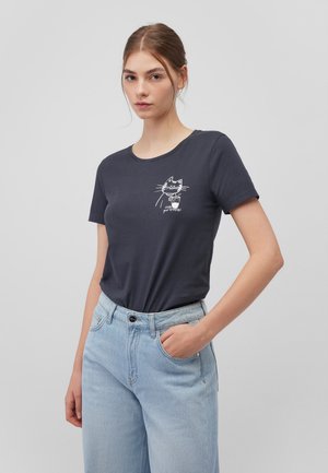 Mavi KURZARM CAT DRINK TEE - Print T-shirt - phantom