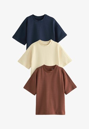 Next 3 PACK - Lihtne T-särk - berry navy blue cream