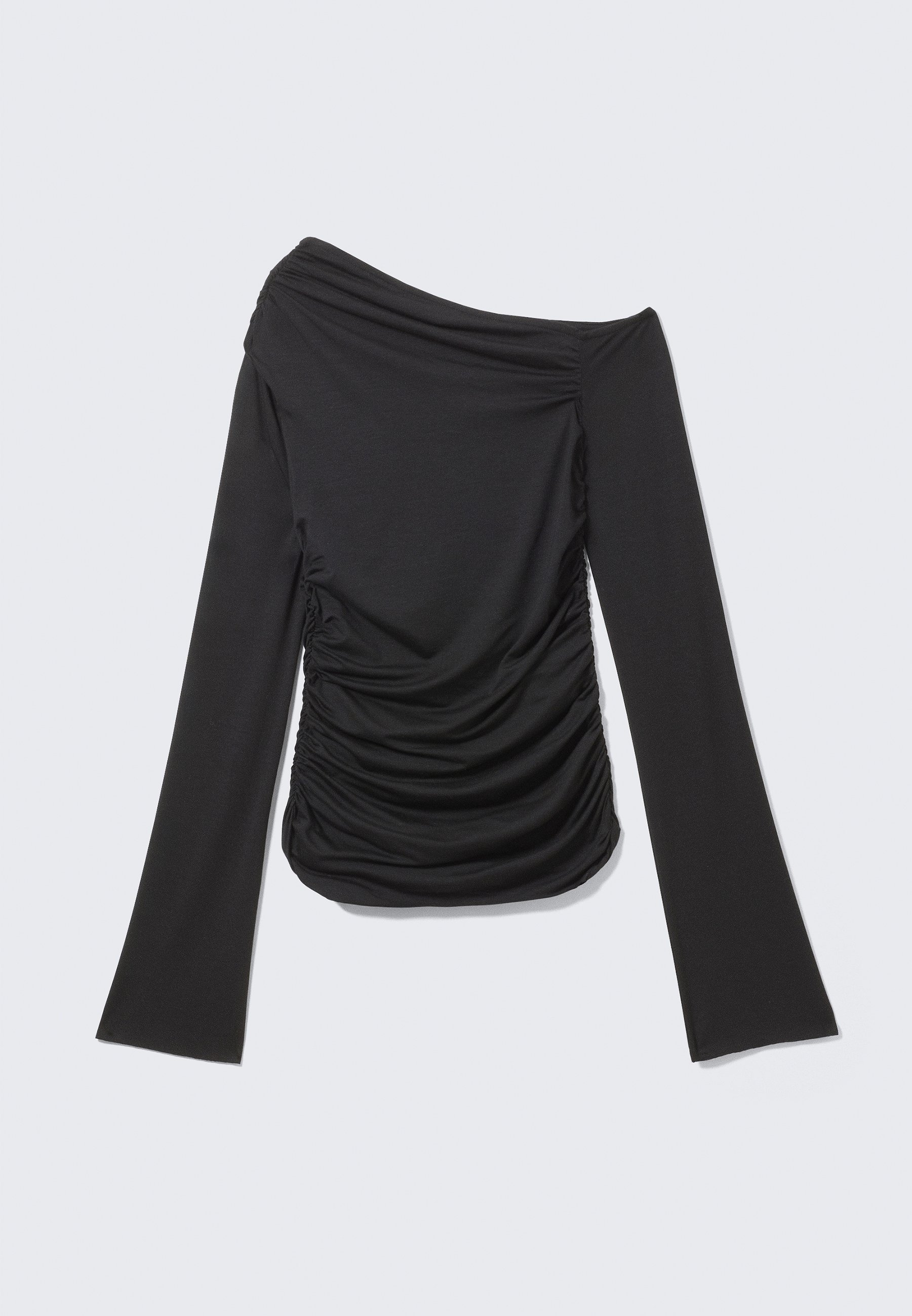 トップス S asymmetric drape tops Weekday DRAPE ASYMMETRIC - Long sleeved top - black - Zalando